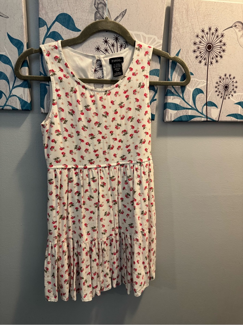 Zunie White Floral Tiered Girls' Dress size 7/8 Summer Dress